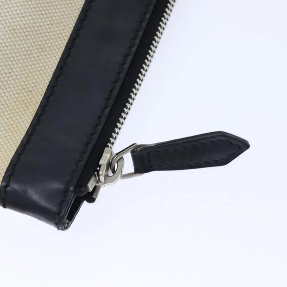 BALENCIAGA Clutch Bag Canvas White Black Silver 373840 Auth bs17958 - Picture 9 of 15